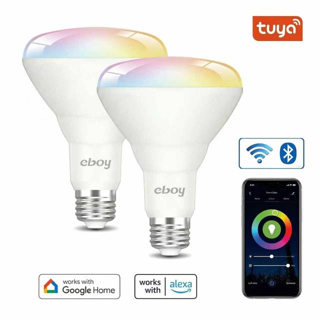 E26 BR30 RGBCW 12W 1050LM ETL Tuya Wifi for Alexa Google App Control Dimmable LED Light Smart Bulbs for Home