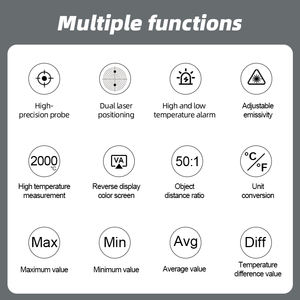 -40 a 2000C Higrômetro <span class=keywords><strong>Digital</strong></span> Termômetro Infravermelho Gun Eletrônico para Medição de Temperatura na Indústria OEM Personalizável - Product Image 3