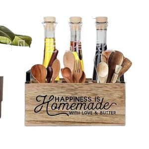 Caja de Cubiertos de Madera Maciza Vintage, Organizador de Cuchillos y Tenedores con Múltiples Compartimentos, Caja de Almacenamiento para Cocina con Diseño de Amor y Mantequilla - Product Image 5