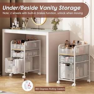 Chariot de rangement à roulettes pour cuisine, meuble métallique domestique, chariot utilitaire à 3 niveaux, étagère d'organisation de cuisine - Product Image 2