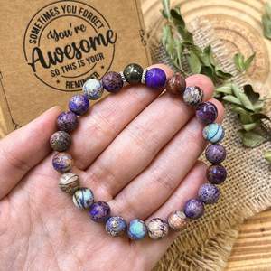 Pulsera de Piedra Natural con Cuentas de Vidrio Coloridas, Corona de Chakra, Espiritual, con Video de Marketing HD Confiable y Tarjeta de Garantía de Calidad - Product Image 5