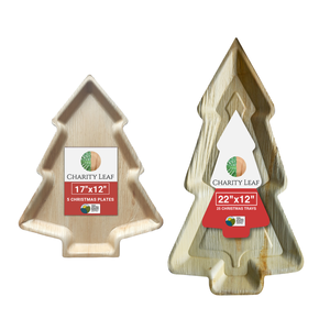 Set Natalizio - Vassoi in Foglie di Palma Naturale 17x12 e 22x12 - Product Image 3