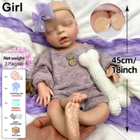 Gerçekçi Silikon 45 cm Yeniden Doğmuş Bebekler Kız Çocukları İçin Toplu Sipariş Yüksek Kaliteli Anatomik Olarak Doğru Yeniden Doğmuş Bebekler Koleksiyoncu Pazarı İçin