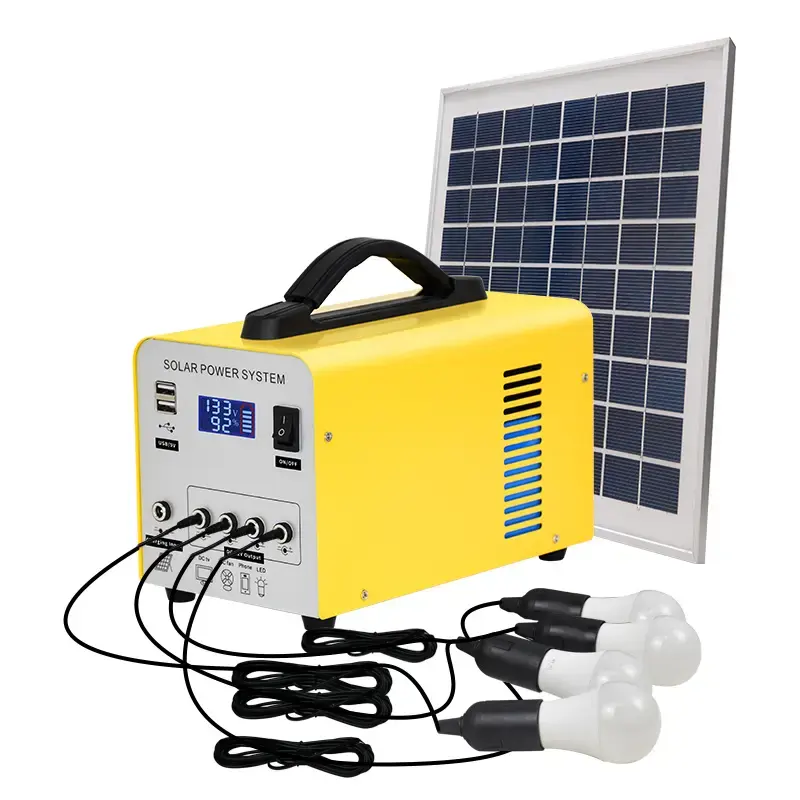 Sistema di energia solare con batteria al piombo Omsen compreso il pannello solare con lampadine illuminazione domestica caricabatterie per telefono Power Station per Out