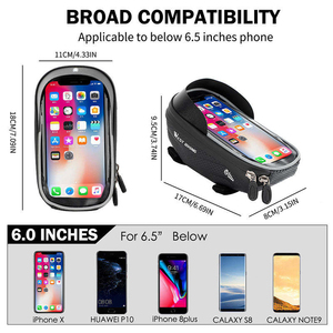 Sac de cadre avant pour vélo WEST BIKING, étanche, antichoc, 360° °   Sacoche de guidon rigide pour vélo, compatible avec téléphone de 6,5 pouces - Product Image 4
