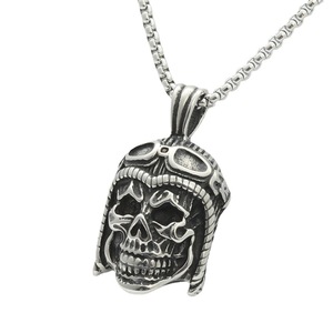 European American Style <b>Titanium</b> Steel Skull Pendant Punk Retro Men's Necklace 280458 Stainless Steel Geometric Skeleton Design - Product Image 4