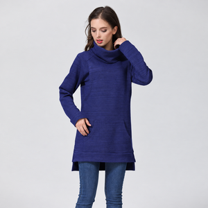 Thermal Breastfeeding <strong>Jumper</strong> <strong>Turtle</strong> <strong>Neck</strong> Nursing Hoodie Maternity Clothing Made Cotton Blend Size L for Lactation Autumn - Product Image 4