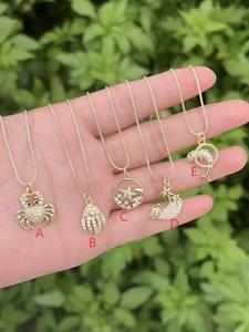 Gold Plated Zircon Sea Animal Pendant Necklace Fashion Jewelry Design Link <b>Chain</b> Micro Insert Jewelry for Women Pendant Necklace - Product Image 2