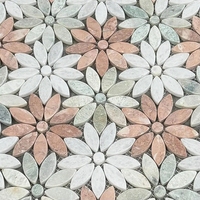 Carreaux de mosaïque en marbre au jet d'eau personnalisé Premium Modern Beautiful Flower Pattern pour la décoration de la maison à bas prix