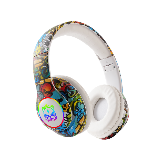 Graffiti Wireless Headsets Bluetooth Headphones HIFI 3D Stereo Earbuds Foldable Gaming Earphones TF Card Noise Reduction Headset