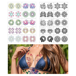 Nuevo Diseño, Tatuaje Temporal Impermeable de Flor Negra para el Pecho, Mariposa, Arte Corporal Sexy, Pegatinas de Tatuajes para el Pecho para Mujeres - Product Image 1