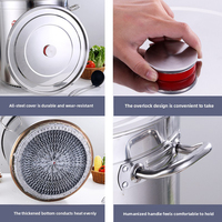 Faitout Classique Épaissi en Acier Inoxydable, Double Fond, Fond Ailetté, Économiseur d'Énergie, Compatible Gaz et Induction, Durable