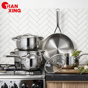 TIANXING-Juego de utensilios de cocina modernos antiadherentes, ollas y <span class=keywords><strong>sartenes</strong></span> sostenibles de acero inoxidable de 3 capas con fondo de inducción para uso doméstico - Product Image 1