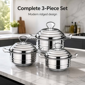 Portable Cooking Pot Set Lightweight Pots and <b>Pans</b> Set Good Quality 3 Pcs Stainless Steel Non Stick Cooking Pot Set - Product Image 1