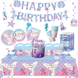 Juego de Vajilla Desechable para Fiesta de Sirenas, Platos, Vasos y Servilletas de Papel para Cumpleaños Infantiles - Product Image 3