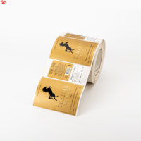 Étiquettes en feuille d'or gaufrée personnalisées imperméables pour emballage de luxe de bouteilles, autocollants biodégradables imprimés pour les produits alimentaires et cosmétiques