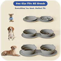 Bols pliables doubles en silicone légers pour chiens et chats avec design suspendu pour une alimentation lente, idéaux pour les voyages et l'extérieur
