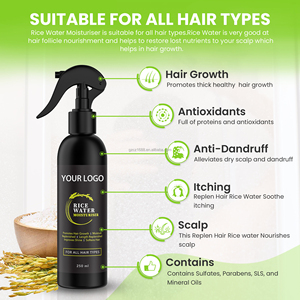 Marque Blanche Bio Naturel Cheveux Africains Anti-Pelliculaire Sans Rinçage Hydratant Spray Huile Capillaire à l'Aloe Vera et Eau de Riz - Product Image 5
