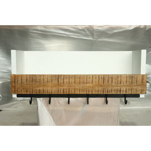 Muro - Perchero de Pared Rústico de Madera Natural con Ganchos Metálicos, Organizador Decorativo para la Entrada - Product Image 1