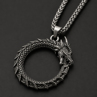 Collier Pendentif Dragon Homme Acier Inoxydable Alliage Vintage Chaîne Dragon 60cm Bijoux Fête Gros
