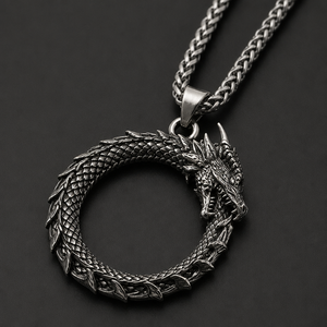 Drachenanhänger Halskette Herren Edelstahl Legierung Vintage Drachenkette 60cm Party Schmuck Großhandel - Product Image 4