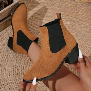 Novas Botas Curtas <span class=keywords><strong>Oversized</strong></span> 901, Botas Femininas de Camurça com Salto Médio Elástico, Moda Outono e Inverno - Product Image 4