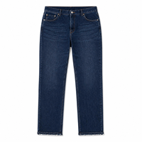 Jeans en denim pour femmes, coupe droite, taille mi-haute, style skinny, décontracté, été, tailles régulières et grandes tailles, délavage premium, fabrication OEM ODM, personnalisation en gros