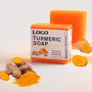 Wholesale Organic Natural Turmeric Honey Dark Spot Glow Anti Acne Removal Whitening Soap Turmeric Soap For Skin Lightening
