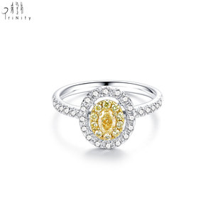 เครื่องประดับหรูหราทำมือระดับไฮเอนด์ ทองคำแท้ 18K เพชรแท้สีเหลืองธรรมชาติ 0.2 กะรัต พร้อมแหวนเพชรธรรมชาติสำหรับผู้หญิง เป็นของขวัญ - Product Image 1