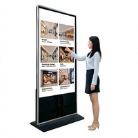 Pantalla Digital Publicitaria de 75 Pulgadas con Soporte de Piso, 4K UHD, Android 11, Táctil IR de 20 Puntos, Control Remoto, Gráficos para Ascensor