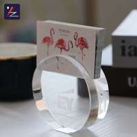 Porte-cartes de visite transparent en cristal rond rayé avec bord biseauté pour décoration de fêtes et cadeau
