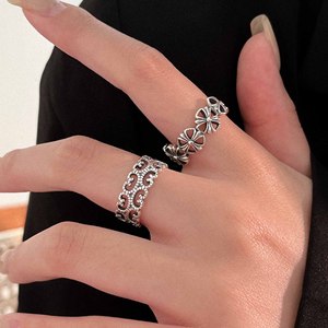 Yinruitai-Anillo abierto con cruz Retro de Plata de Ley S925 para mujer, estilo coreano, regalo de joyería de moda único y versátil - Product Image 1