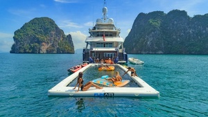 Plateforme flottante gonflable double couche pour <span class=keywords><strong>piscine</strong></span> de mer avec <span class=keywords><strong>filet</strong></span>, idéale pour yacht et ponton - Product Image 5