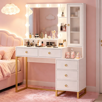 Meuble de salon moderne en gros : Coiffeuse avec miroir LED et meuble de rangement pour maquillage