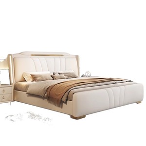 Lit rembourré moderne 1,8 m en cuir avec rangement, lit double pour chambre principale avec tiroirs - Product Image 5