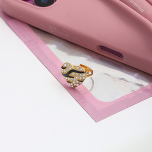 <b>Heart</b> Shaped Rhinestone Ring Gold <b>Black</b> Pave Setting Women's Jewelry Gift - Product Image 4