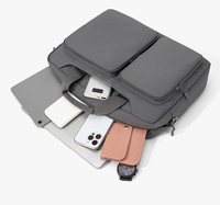 Sac à main portable haut de gamme en tissu Oxford souple de 15,6 pouces, avec logo personnalisé, grande capacité, étanche, mallette pour ordinateur portable antichoc