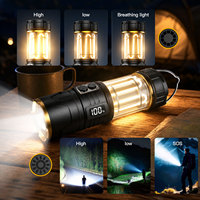 Lampe de poche de camping puissante en gros avec écran numérique, double fonction, lampe torche et lanterne, éclairage d'urgence extérieur, prise en charge OEM ODM