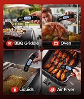 Thermomètre à viande numérique portable pliable étanche avec écran LCD et alimentation par piles, précision de 1°