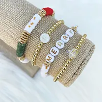 Bracelet de perles en acier inoxydable plaqué or 18 carats imperméable à l'eau sans ternissure bijoux élastiques personnalisés pour femmes