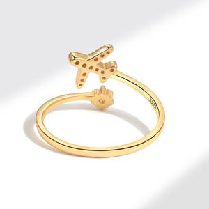 Anello Vintage a forma di aeroplano semplice Design classico elegante 925 argento zirconi cubici gioielli per feste di nozze Unisex - Product Image 3