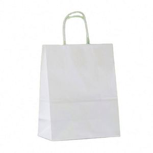 Sacs en papier promotionnels personnalisés en kraft brun et blanc avec logo, expédition d'usine - Product Image 4