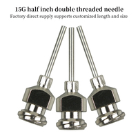 Aiguille de distribution en acier inoxydable à double filetage de 15G, demi-pouce, avec raccord Luer Lock pour la distribution de colle industrielle, personnalisable OEM