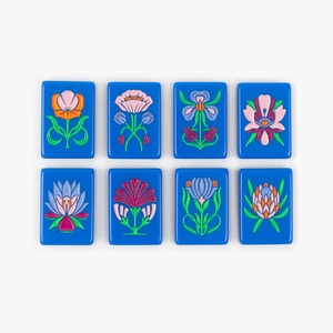 Custom High Quality Floral Engraved Portable Blue Acrylic Luxury American Mahjong Tiles for Family <strong>Entertainment</strong> - Product Image 3
