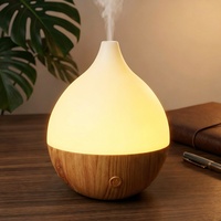 Difusor de Aromas con Base de Madera y Diseño de Gota de Agua, Humidificador Ultrasónico para el Hogar y el Dormitorio