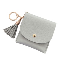 Dompet Kartu Mini Wanita Model Terbaru, Tahan Air, Lembut, dengan Gantungan Kunci, Kantong Koin, Logo Custom, Minimalis Mewah