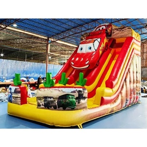 Grand toboggan gonflable à thème automobile pour l'intérieur et l'extérieur, toboggan aquatique gonflable pour enfants et adultes, jeux gonflables, jeux de fête amusants - Product Image 2