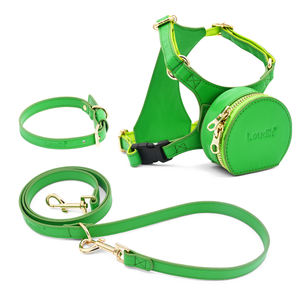Disesuaikan elegan dan tahan air lembut kulit Harness anjing dengan tas penyimpanan ransel kantong dan Set tali hewan peliharaan mewah rompi dada - Product Image 4