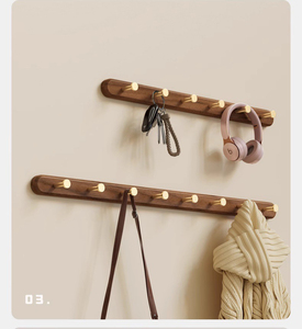 No-Drill Walnut Wood & Brass <b>Wall</b> <b>Hook</b>, Self-Adhesive Coat <b>Hook</b> for Bathroom, Kitchen, Entryway - Product Image 6