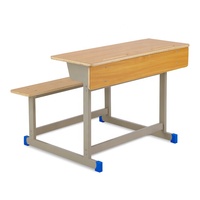 Ensemble moderne de bureau et banc en bois pour deux élèves avec chaise, idéal pour les salles de classe et les repas